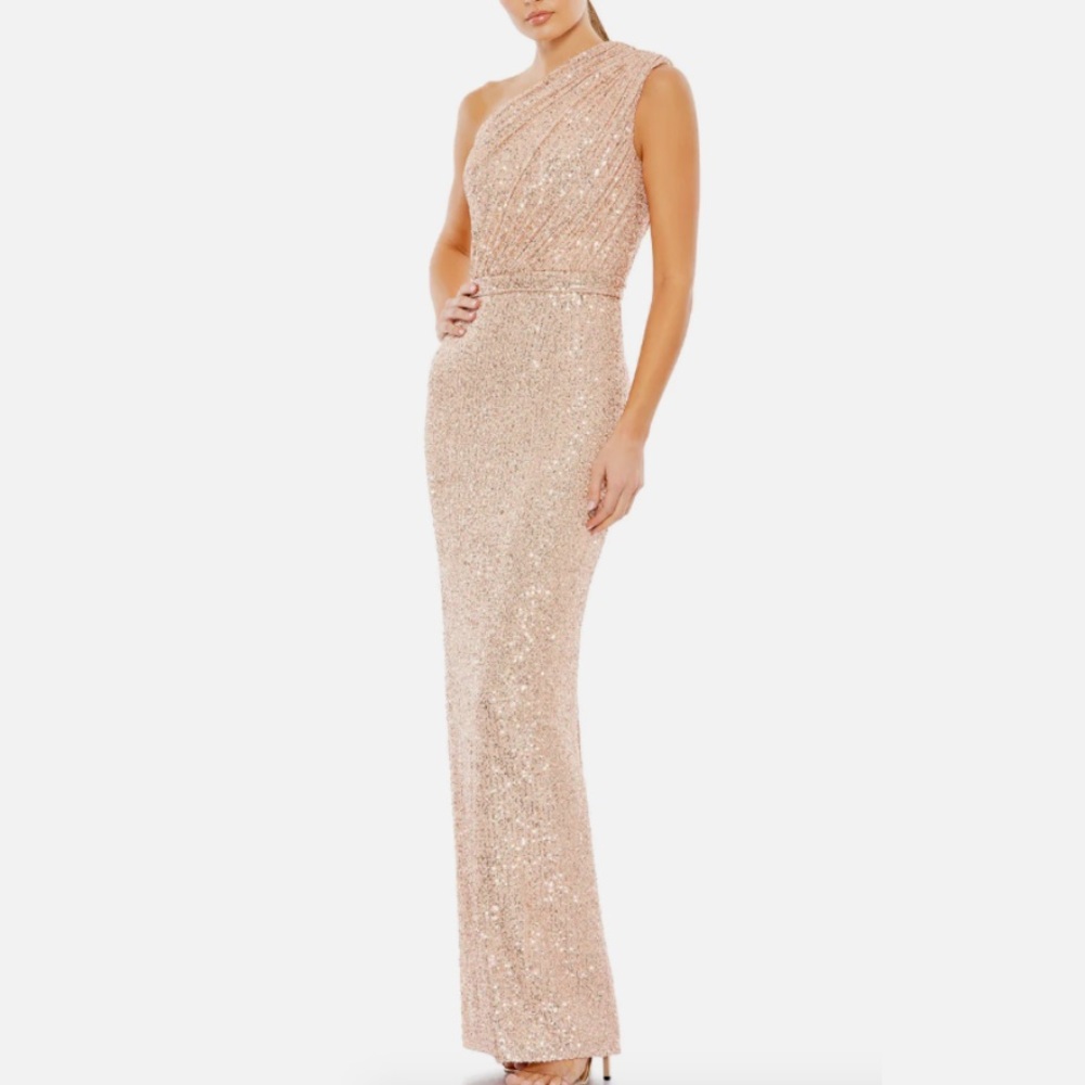 MAC DUGGAL 26694 SEQUIN
ONE SHOULDER ROSE
PINK GOWN